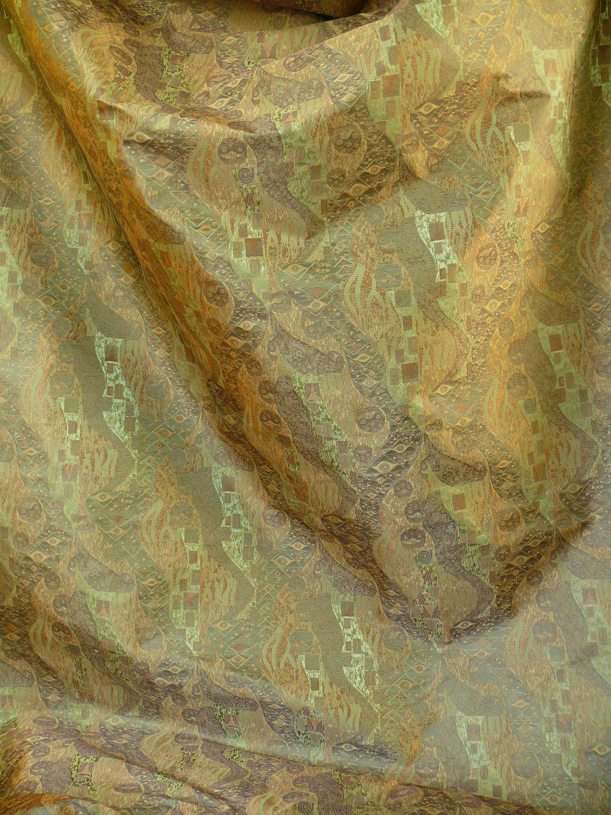 Bty Klimt 100% Silk Lampas! Art Deco 440 "river" Green Bronze Brown MSRP USD 275/y