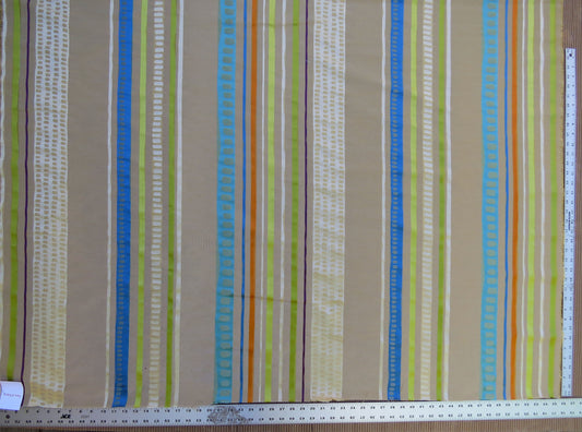 Bty Scalamandre Jazzy Stripe Blue Straw On Taupe Aqua Orange Lime Green Blue Taupe Silk Linen MSRP USD212/yard