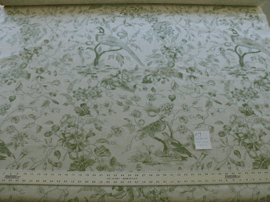Bty Clarence House Rambouillet Toile de Jouy Bird Flower Tree of Life Chinoiserie Print Green #1519