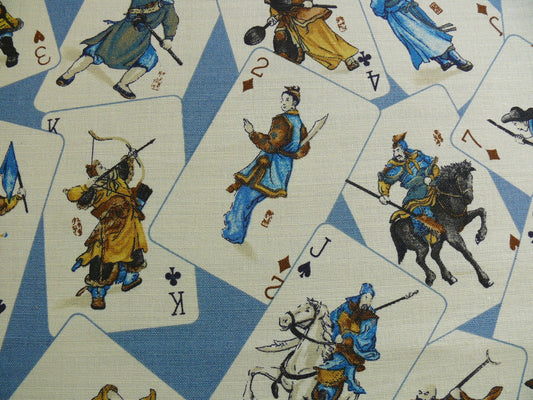 Travers Elizabeth Benefield Fab Macau Chinoserie Linen Martial Art FIgures#487