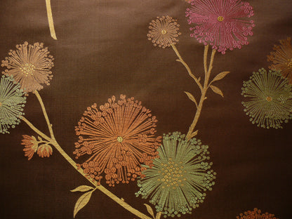 Bty Stunner!100%silk Lampas Satin Mod Branch Tree"tuscany" Brown Green Orange Pink