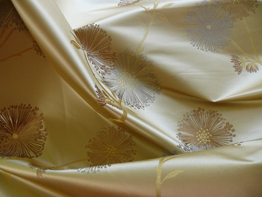 Bty Stunner!100%silk Lampas Satin Mod Branch Tree"flax" Beige