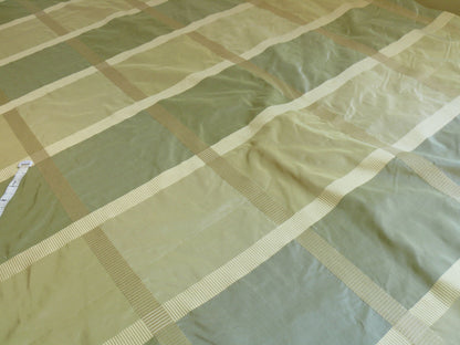 F. Schumacher Early Spring Italian Silk Linen Light Green Gold Plaid MSRP USD 219/y