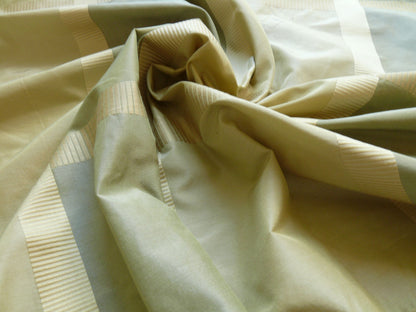 F. Schumacher Early Spring Italian Silk Linen Light Green Gold Plaid MSRP USD 219/y