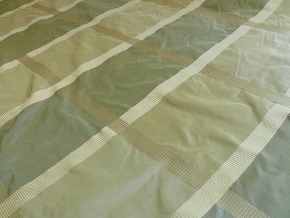 F. Schumacher Early Spring Italian Silk Linen Light Green Gold Plaid MSRP USD 219/y
