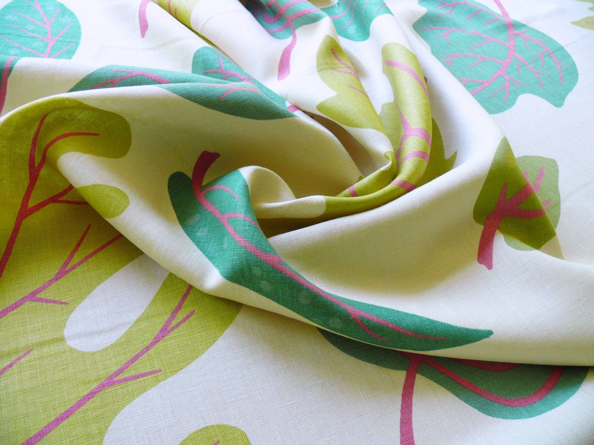 Clarence House Landis Linen Foliage Print Pink Green Tan Chartreuse Elm Maple Oak MSRP USD 190/y