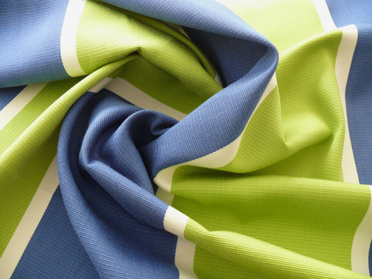 By Yard Perennials Fabric / Sutherland "sea" Salt Outdoor Fabric Green & Blue Stripe