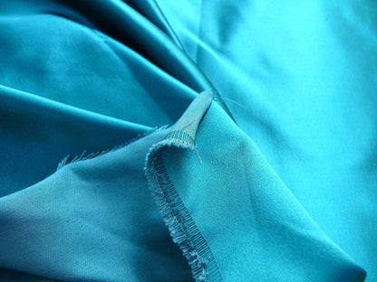 Designer Silk Satin Richest Turquoise Ocean Aquamarine Blue Teal Mesmerizing MSRP USD 220/Y
