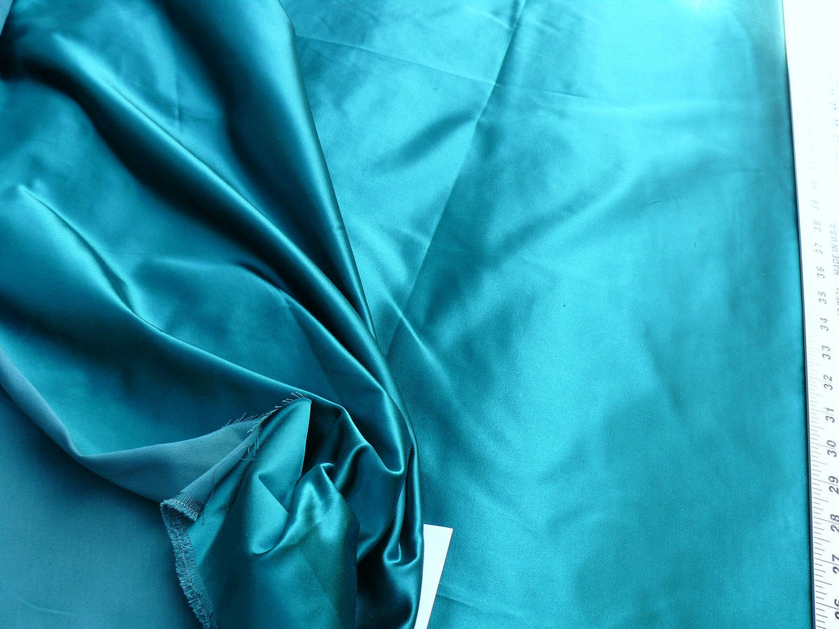 Designer Silk Satin Richest Turquoise Ocean Aquamarine Blue Teal Mesmerizing MSRP USD 220/Y