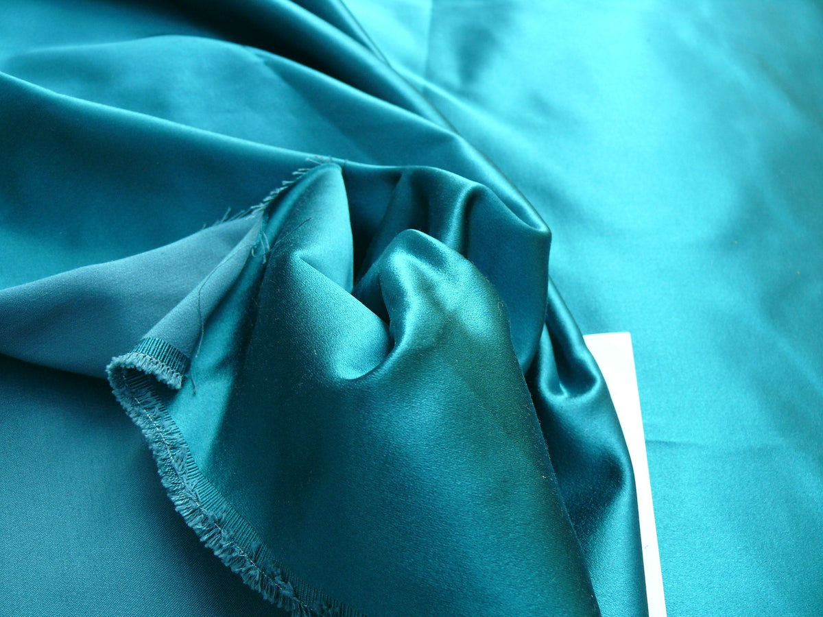 Designer Silk Satin Richest Turquoise Ocean Aquamarine Blue Teal Mesmerizing MSRP USD 220/Y