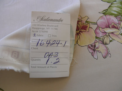 1.2yards Scalamandre La Generosa Rose Hibiscus Lily Flower Cotton Eggshell Pink Green Red Cotton Satin MSRP USD 180/Yard