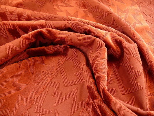 By yard Lee Jofa Groundworks Calypso Velvet Russet Jazzy Orange Stripe Cut Velvet MSRP USD 296/Y
