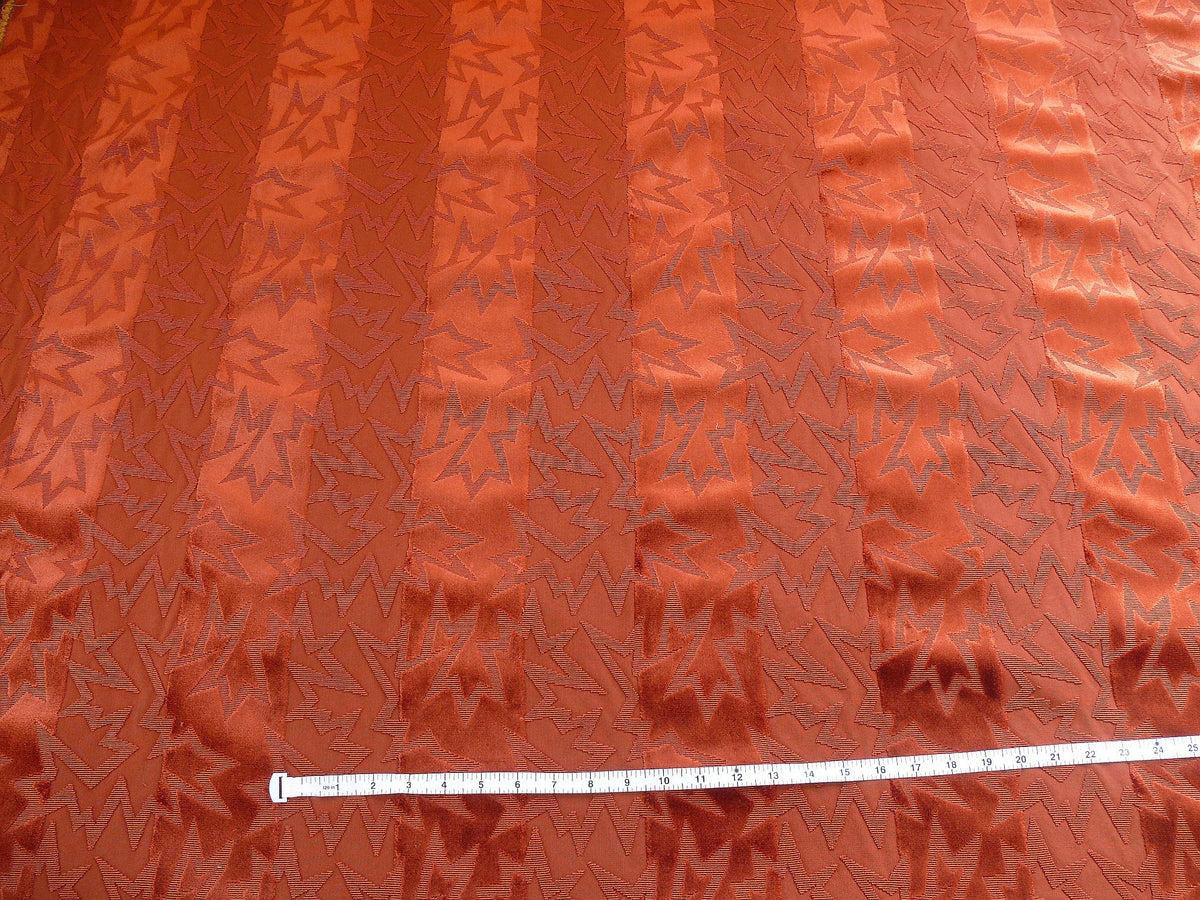 By yard Lee Jofa Groundworks Calypso Velvet Russet Jazzy Orange Stripe Cut Velvet MSRP USD 296/Y