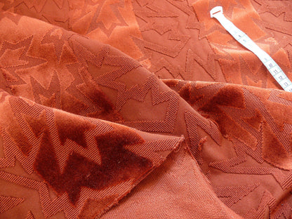 By yard Lee Jofa Groundworks Calypso Velvet Russet Jazzy Orange Stripe Cut Velvet MSRP USD 296/Y