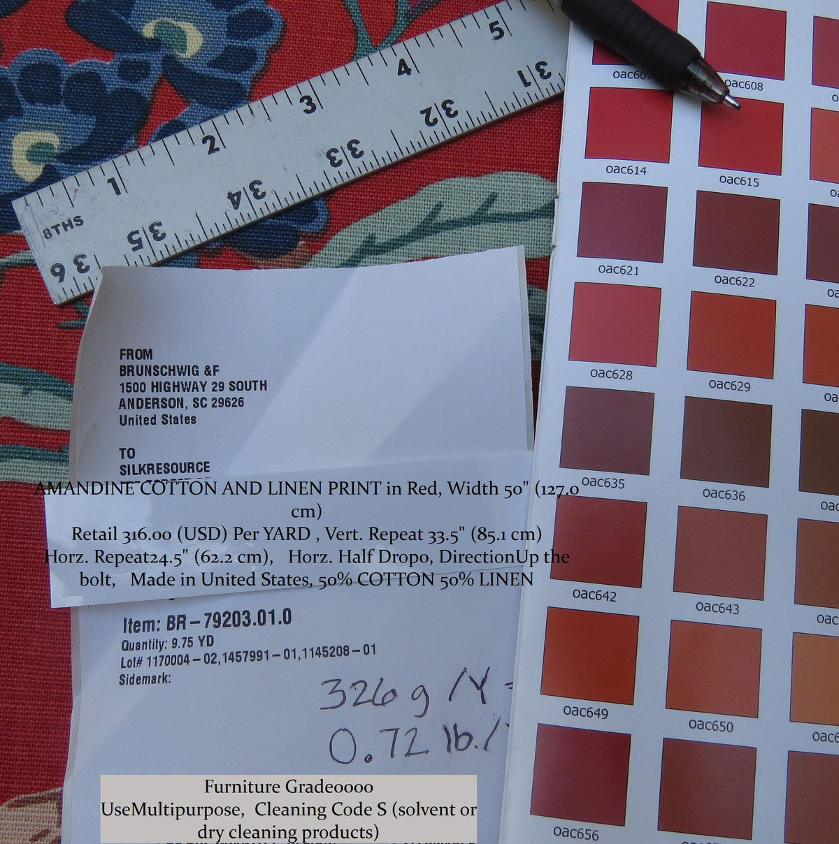 Bty Brunschwig & Fils Amandine Red Chinioserie Bird Flower Tree of Life Print Chintz Cotton Linen