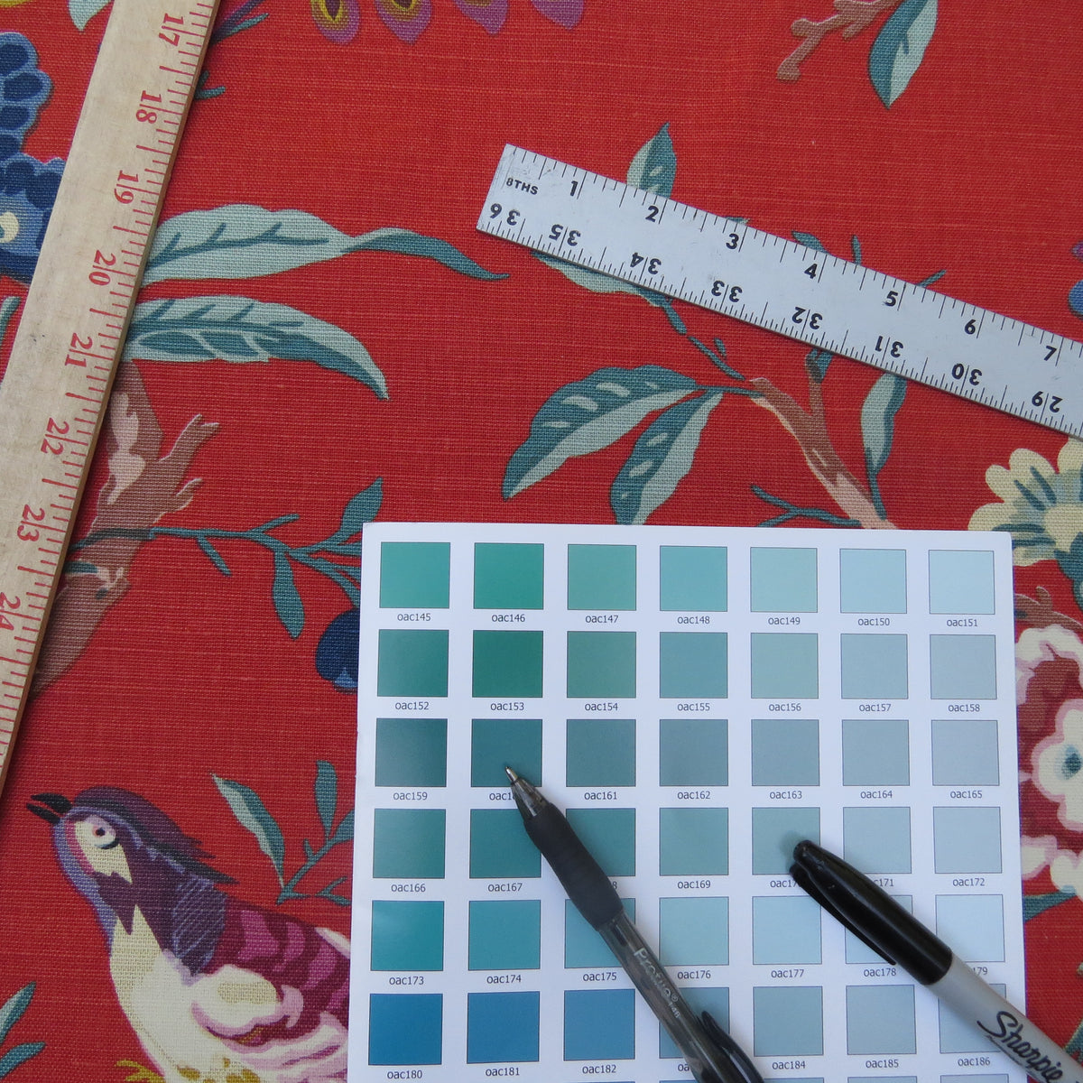 Bty Brunschwig & Fils Amandine Red Chinioserie Bird Flower Tree of Life Print Chintz Cotton Linen