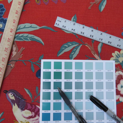 Bty Brunschwig & Fils Amandine Red Chinioserie Bird Flower Tree of Life Print Chintz Cotton Linen