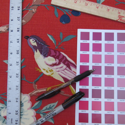 Bty Brunschwig & Fils Amandine Red Chinioserie Bird Flower Tree of Life Print Chintz Cotton Linen
