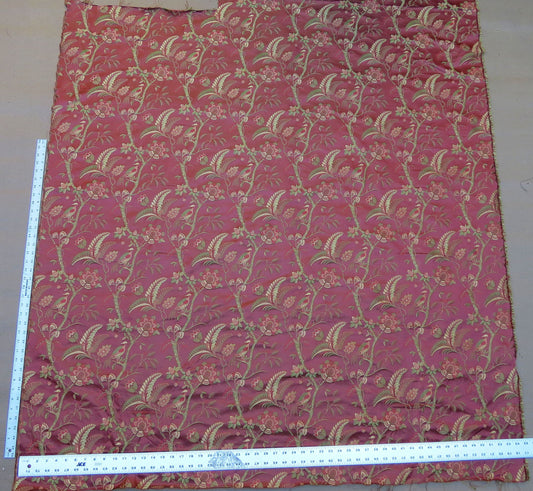 By Yd Lee Jofa Buttermere Silk Chinoiserie Bird Floral Brick Red Pink Green MSRP USD 298/Yard