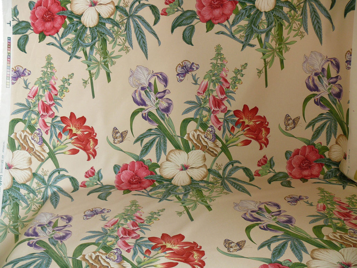 Lee Jofa Gloriana  Butterfly Garden Iris Ocra Camelia Foxglove Chintz MSRP USD 196/y