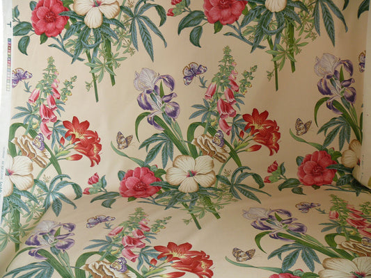 Lee Jofa Gloriana  Butterfly Garden Iris Ocra Camelia Foxglove Chintz MSRP USD 196/y