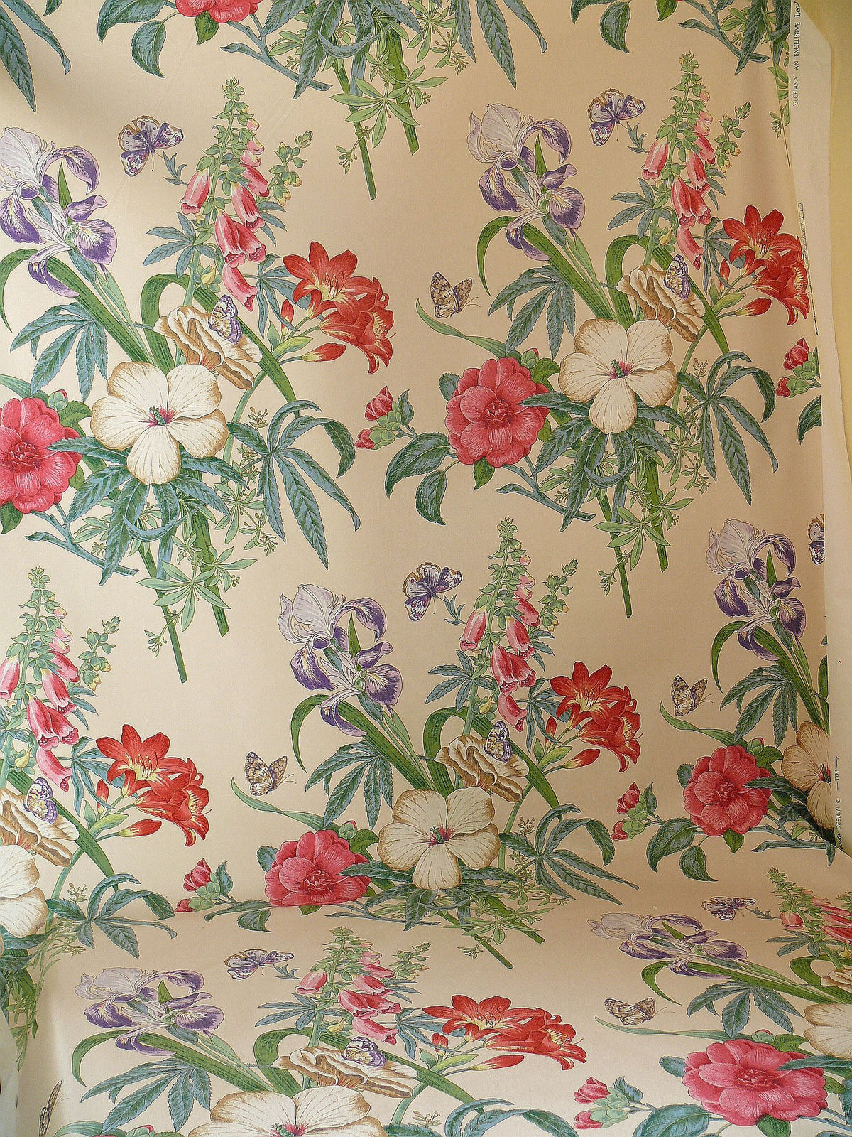 Lee Jofa Gloriana  Butterfly Garden Iris Ocra Camelia Foxglove Chintz MSRP USD 196/y