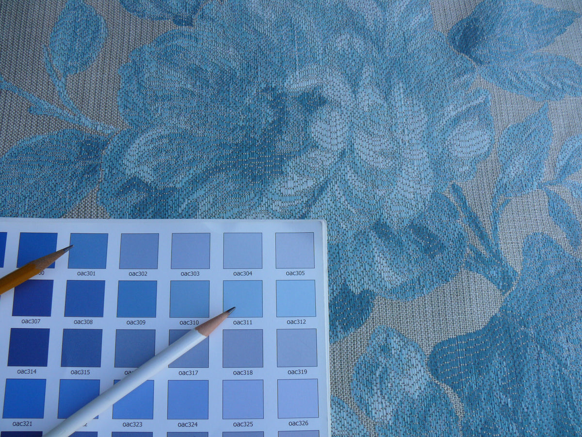By Yd Lee Jofa Baker Lifestyle Camelia Aqua Blue Brocade Huge Flower Woven MSRP USD 196/y