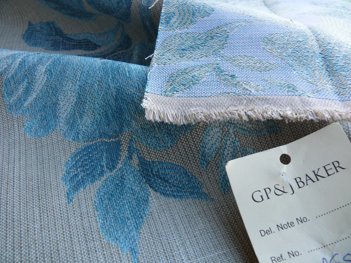 By Yd Lee Jofa Baker Lifestyle Camelia Aqua Blue Brocade Huge Flower Woven MSRP USD 196/y
