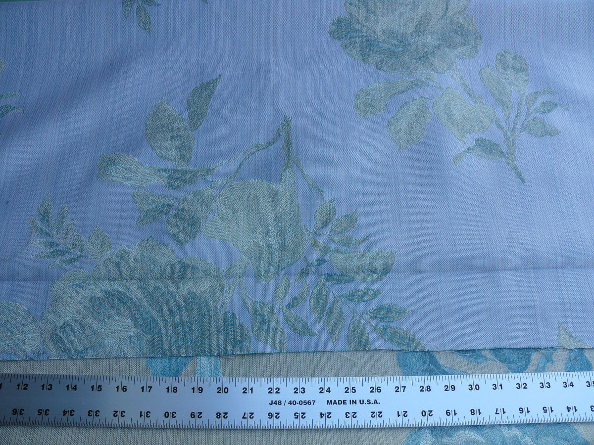 By Yd Lee Jofa Baker Lifestyle Camelia Aqua Blue Brocade Huge Flower Woven MSRP USD 196/y