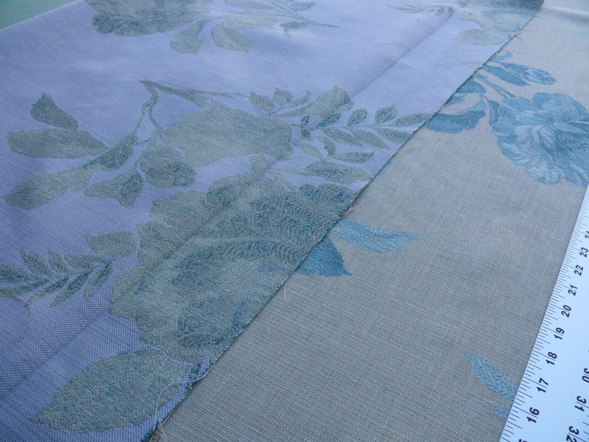 By Yd Lee Jofa Baker Lifestyle Camelia Aqua Blue Brocade Huge Flower Woven MSRP USD 196/y