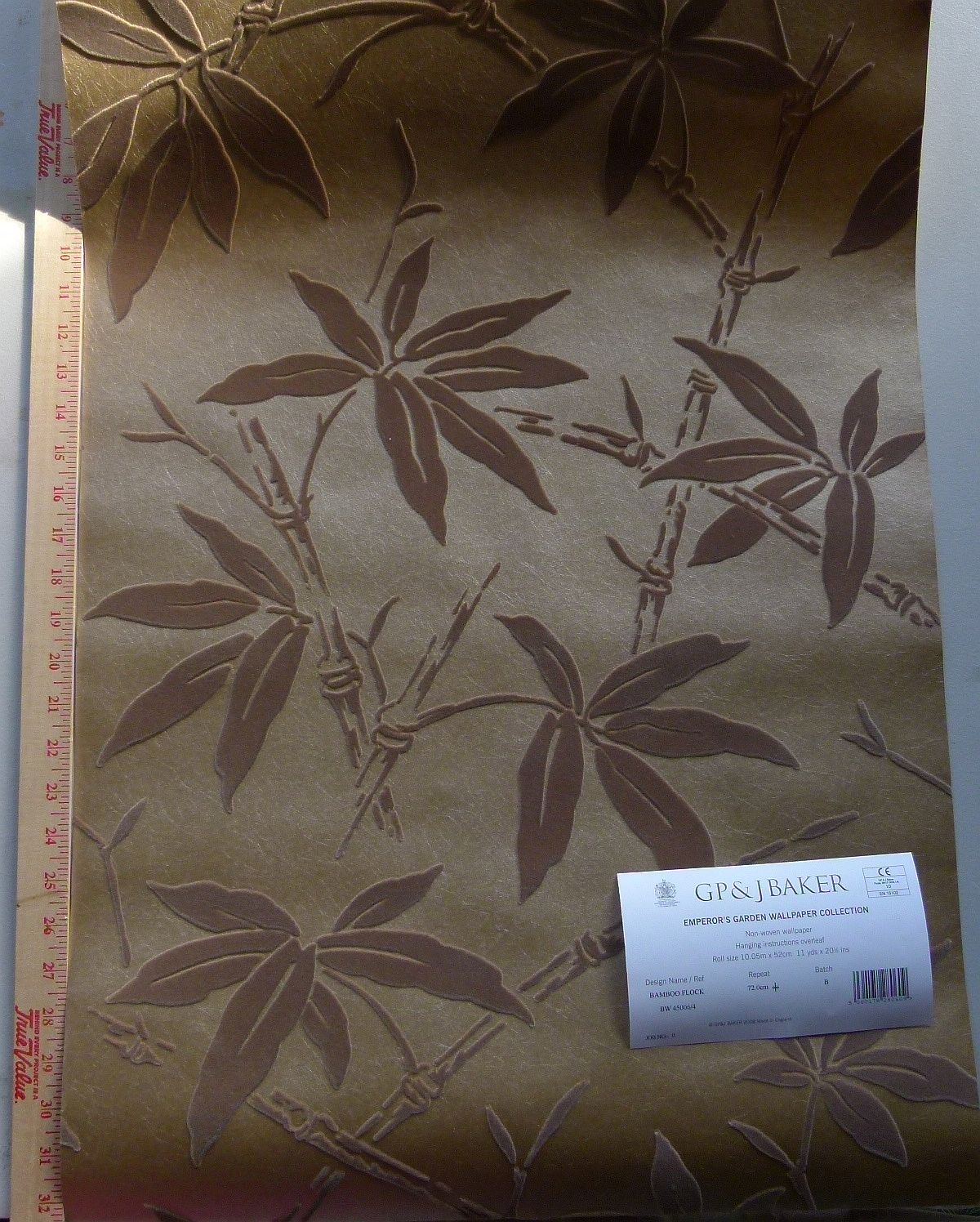 Lee Jofa J P & J Baker Bamboo Flock Bronze/pewter Wallpaper Bamboo Grove Chinoiserie Double Roll 10.9Y MSRP$220