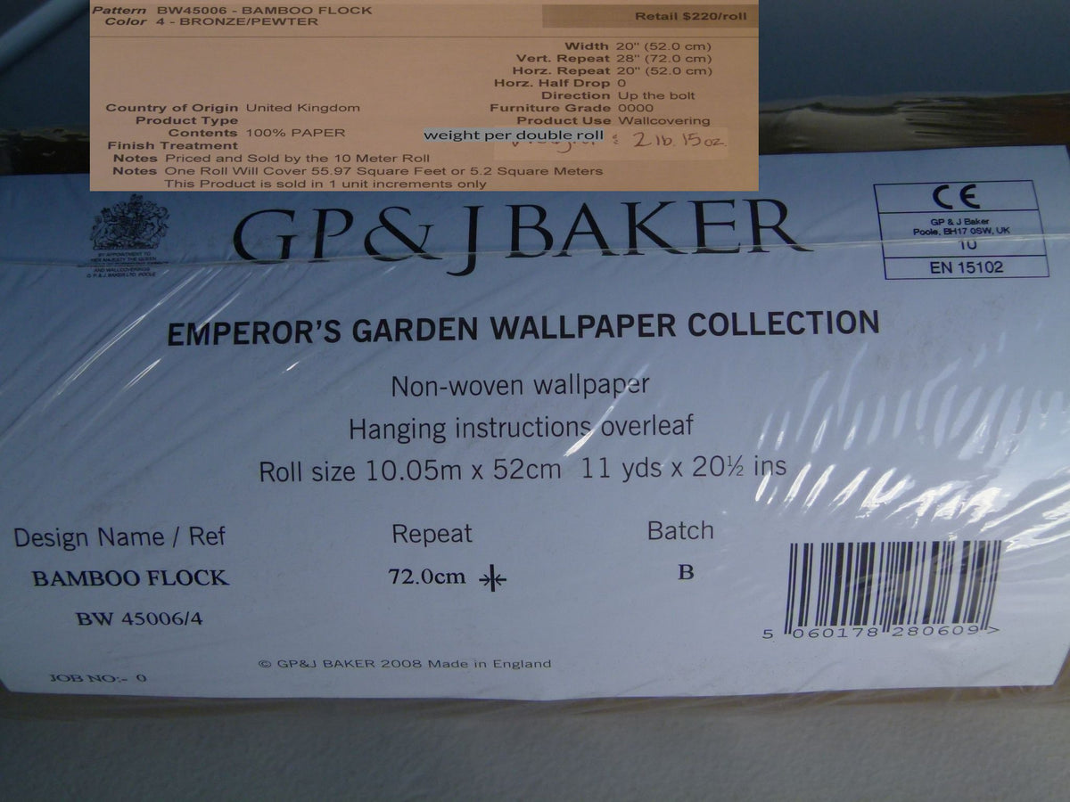 Lee Jofa J P & J Baker Bamboo Flock Bronze/pewter Wallpaper Bamboo Grove Chinoiserie Double Roll 10.9Y MSRP$220