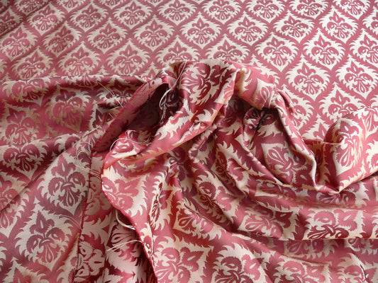 Kravet Red & Gold Small Medallion Crest Silk Damask Reversible MSRP USD 159/Y