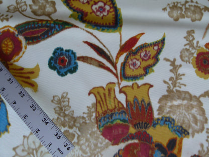 By yard Lee Jofa Arcadia Multi by Oscar De La Renta Blue Red Orange Mocha Mustard Cotton Sateen MSRP USD 284/y
