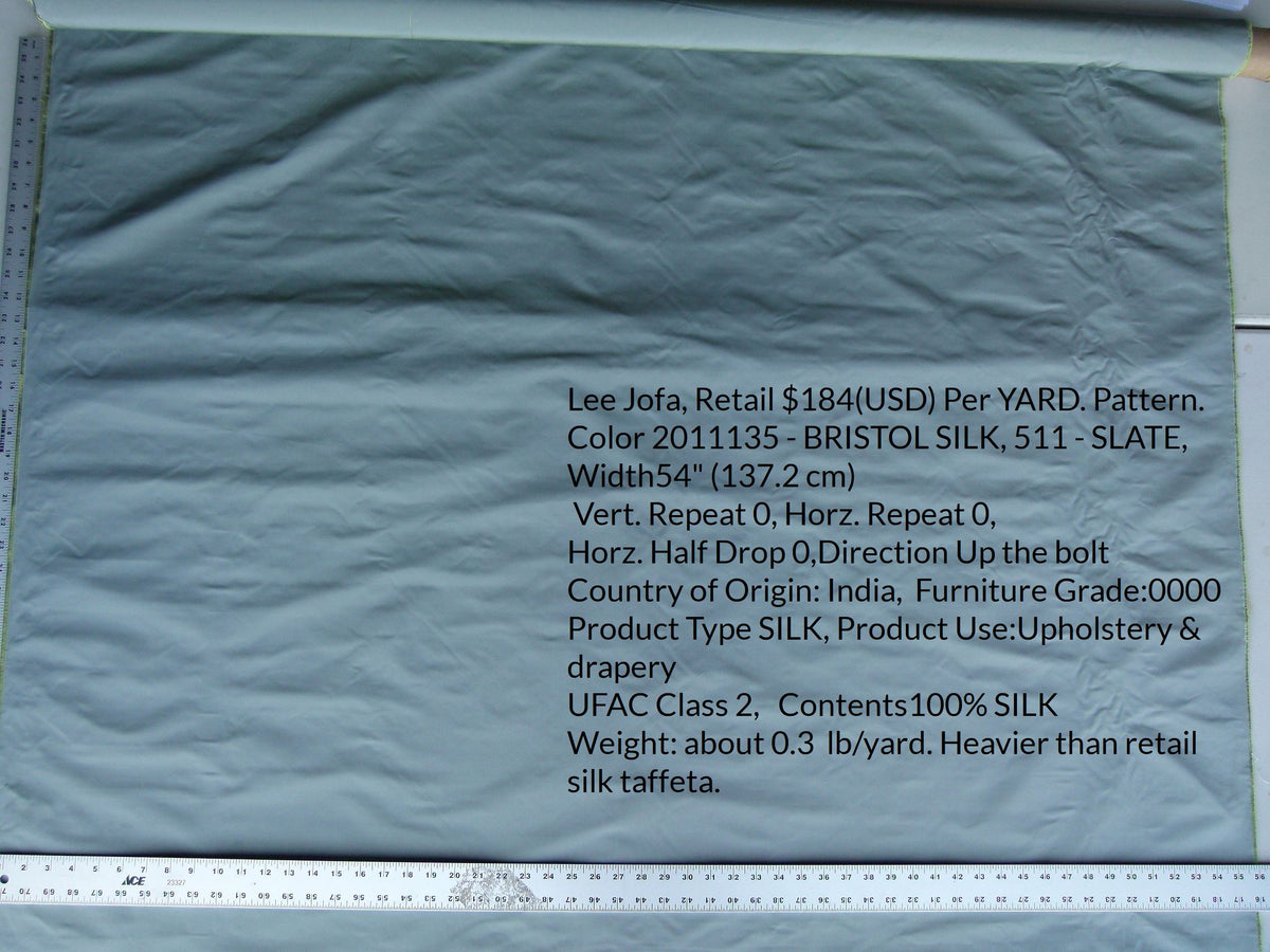 By yard Lee Jofa Bristol Silk Slate Blue 100% Silk MSRP USD 184/y