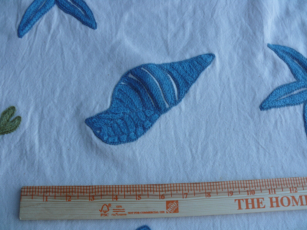 Lee Jofa Marino Crewel Aqua/lime Green Blue Wool on Cotton Seahorse MSRP USD 190/Y