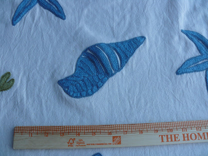 Lee Jofa Marino Crewel Aqua/lime Green Blue Wool on Cotton Seahorse MSRP USD 190/Y