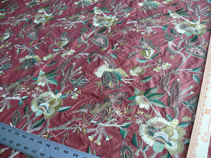 by yard Lee Jofa Dana Embroidery Brick Silk Red Flower Power Tree Of Life MSRP USD 498/y