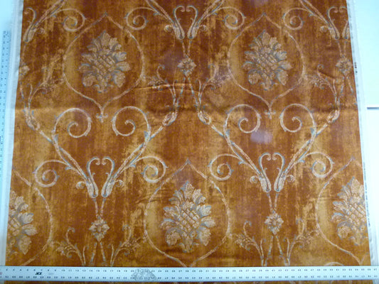 BY Yard Lee Jofa Casa D'or Pr Gold Brown 100% Cotton Venice Printed Velvet MSRP USD 460/y