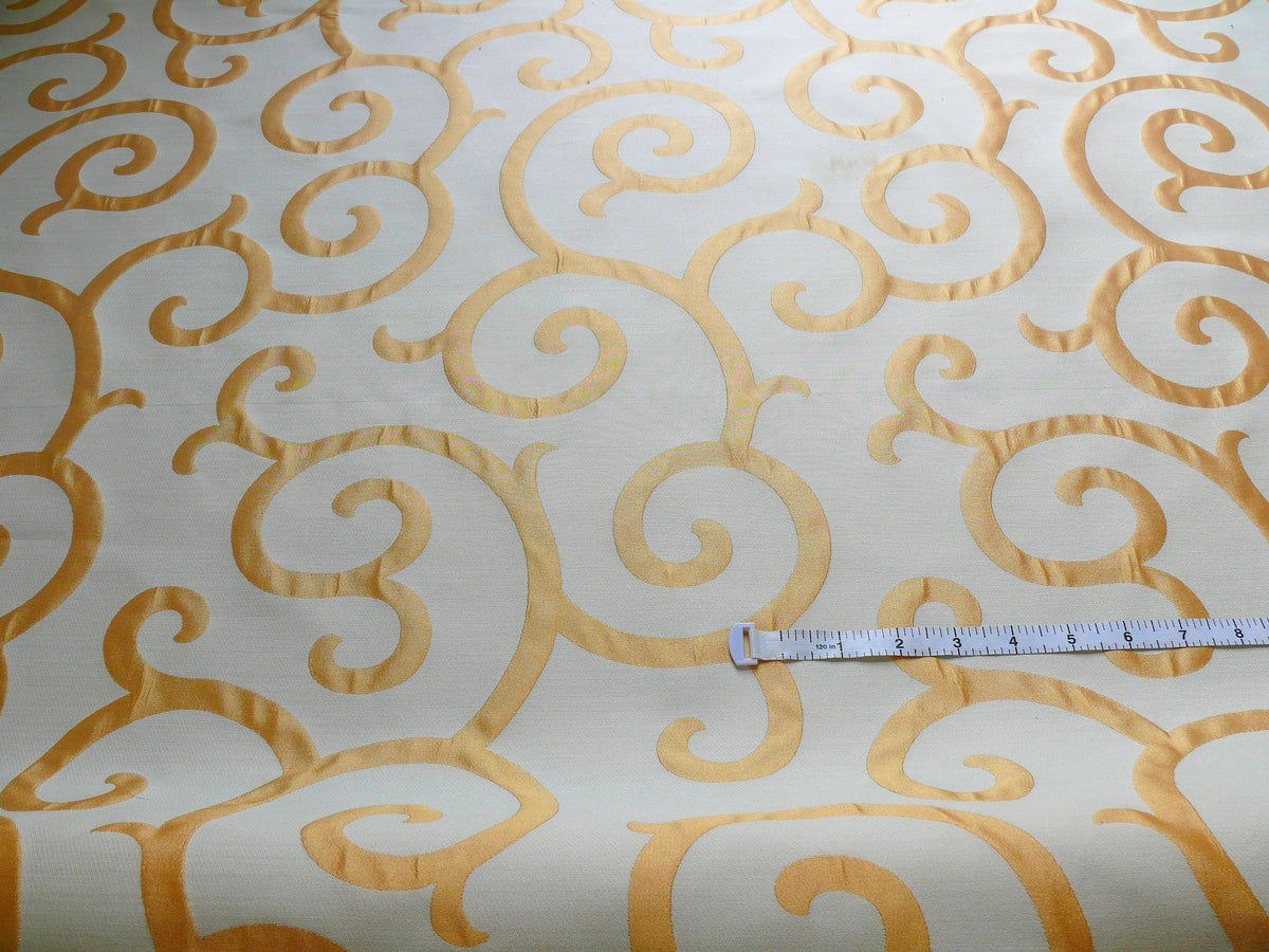 Scalamandre Peach White Swirl Silk Organza Pocket Weave Semi Sheer
