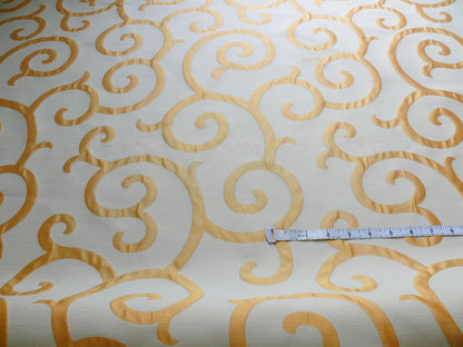 Scalamandre Peach White Swirl Silk Organza Pocket Weave Semi Sheer