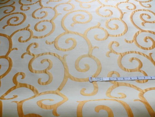 Scalamandre Peach White Swirl Silk Organza Pocket Weave Semi Sheer