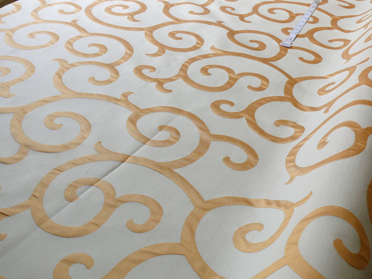 Scalamandre Peach White Swirl Silk Organza Pocket Weave Semi Sheer