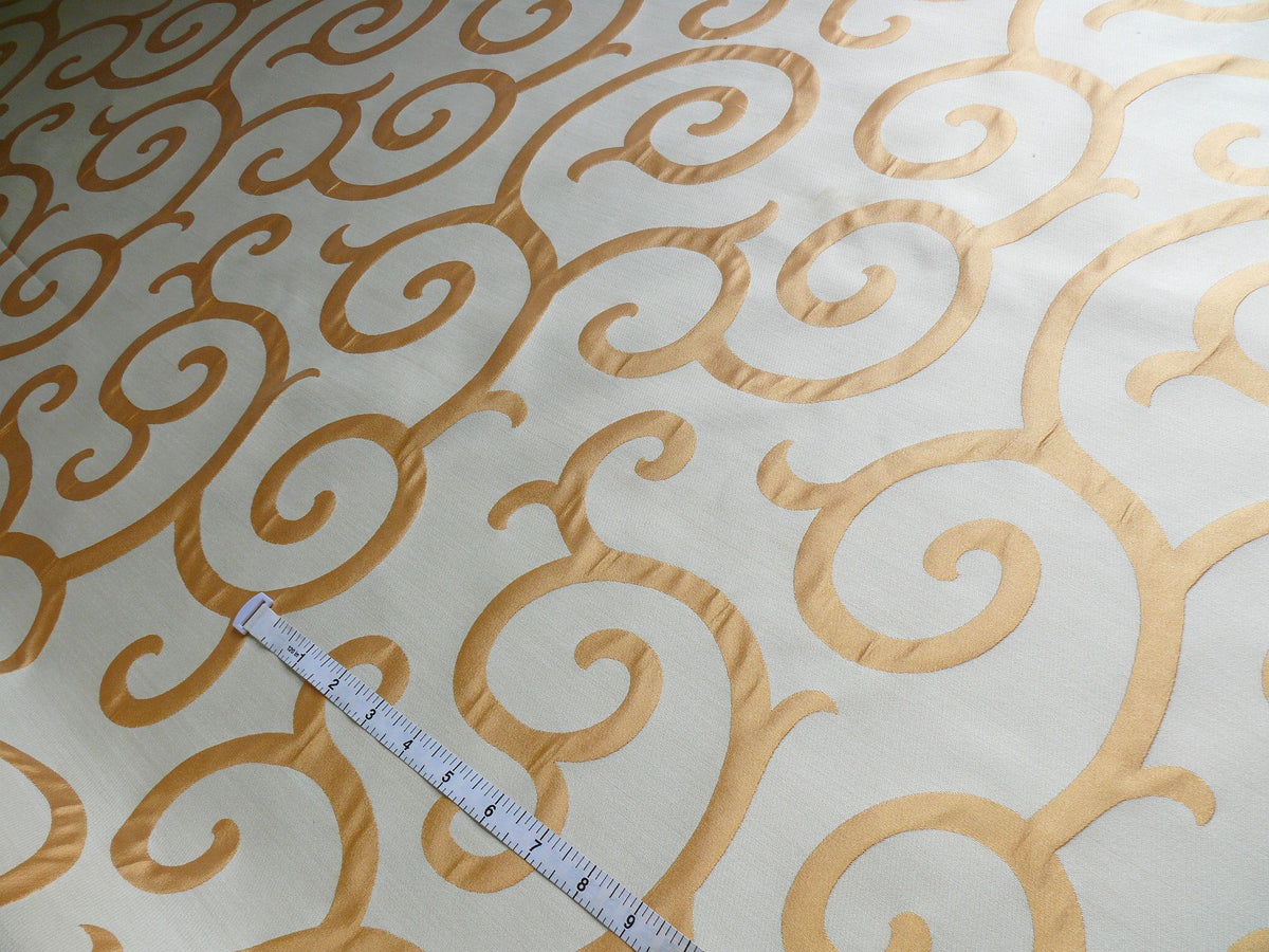 Scalamandre Peach White Swirl Silk Organza Pocket Weave Semi Sheer
