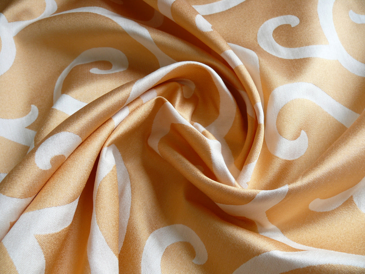 Scalamandre Peach White Swirl Silk Organza Pocket Weave Semi Sheer