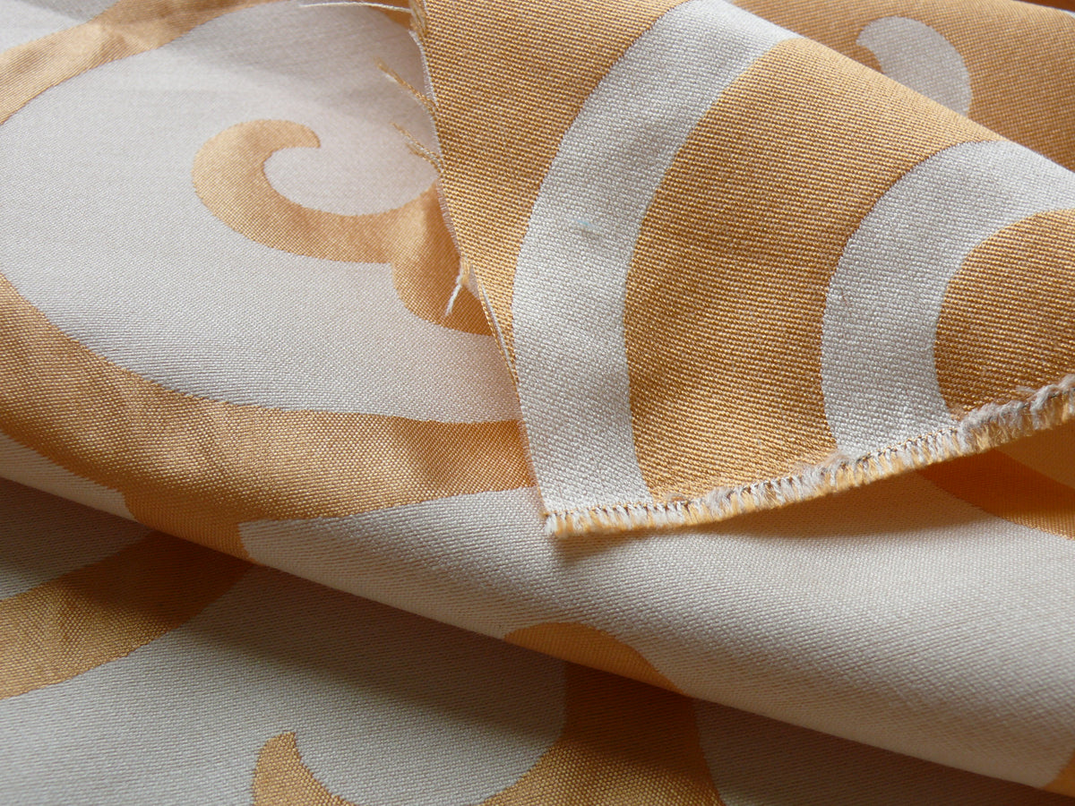 Scalamandre Peach White Swirl Silk Organza Pocket Weave Semi Sheer