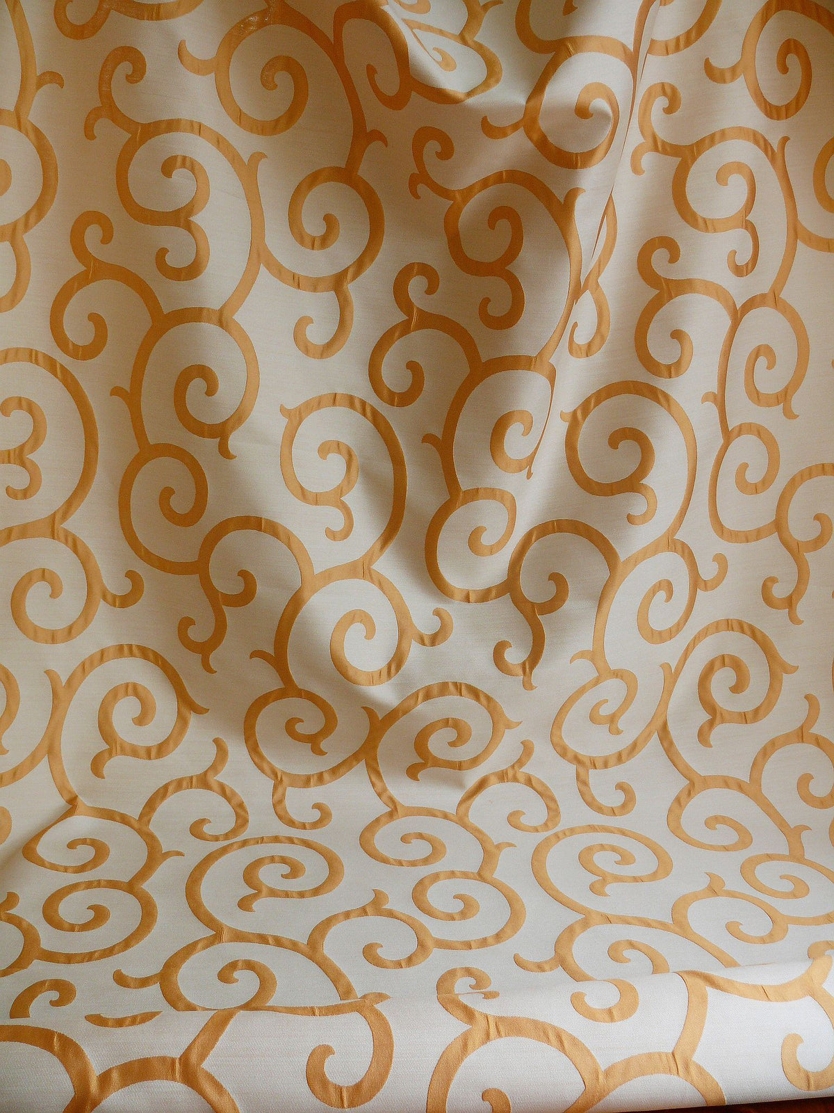 Scalamandre Peach White Swirl Silk Organza Pocket Weave Semi Sheer