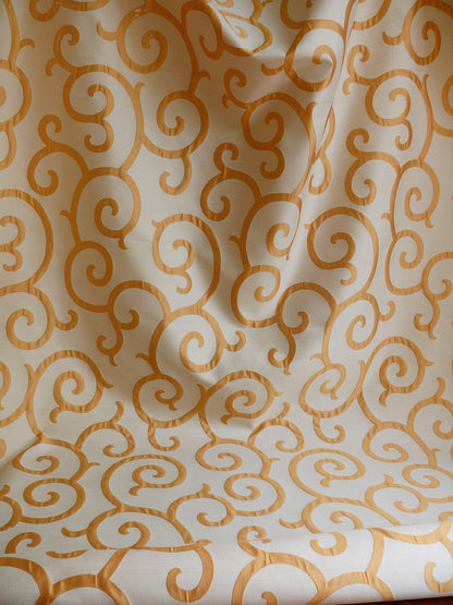 Scalamandre Peach White Swirl Silk Organza Pocket Weave Semi Sheer