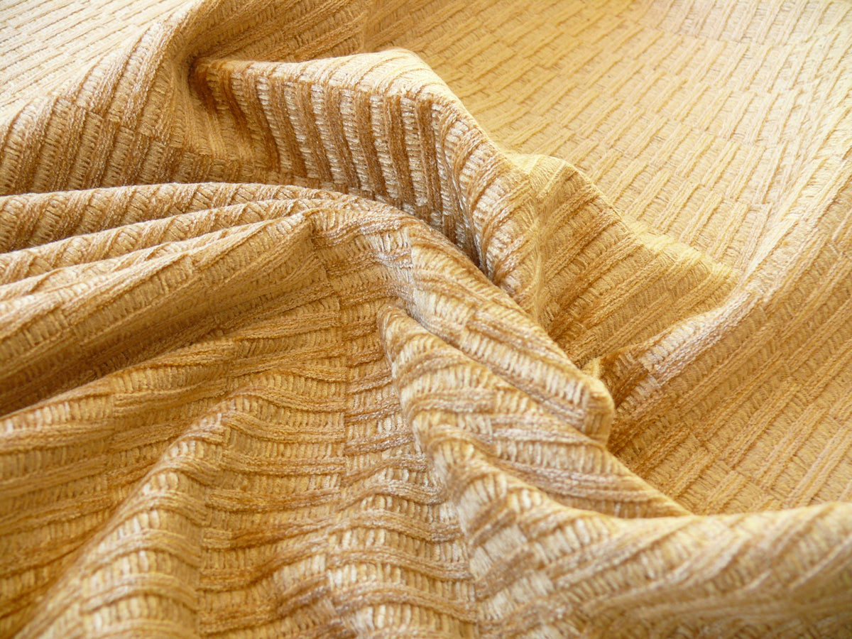 Bty Scalamandre Donald Texture Gold Rayon Chenille Jacquard Rayon Cotton Tan