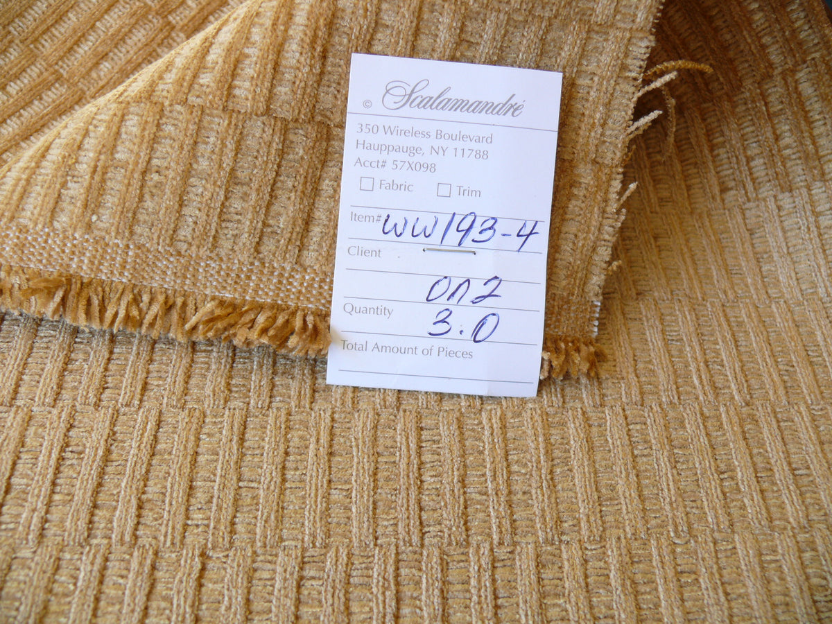 Bty Scalamandre Donald Texture Gold Rayon Chenille Jacquard Rayon Cotton Tan